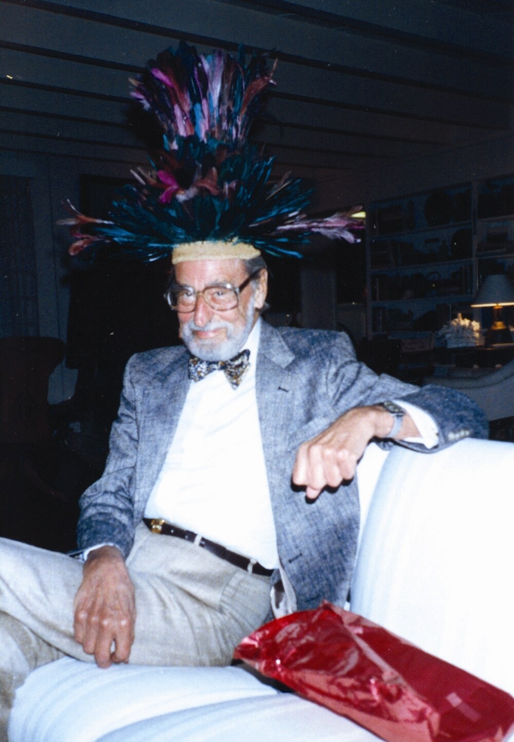 Dr. Seuss wearing one of his hats