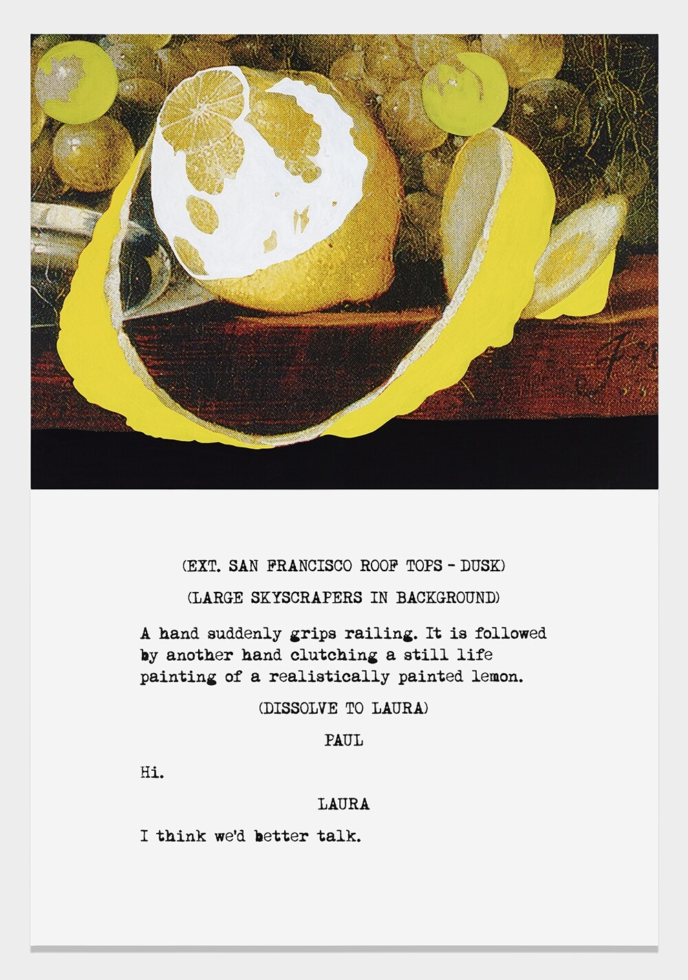 John Baldessari, Movie Scripts / Art: A hand suddenly grips