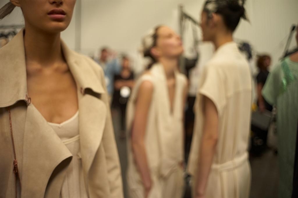 Models backstage at Alexander Wang