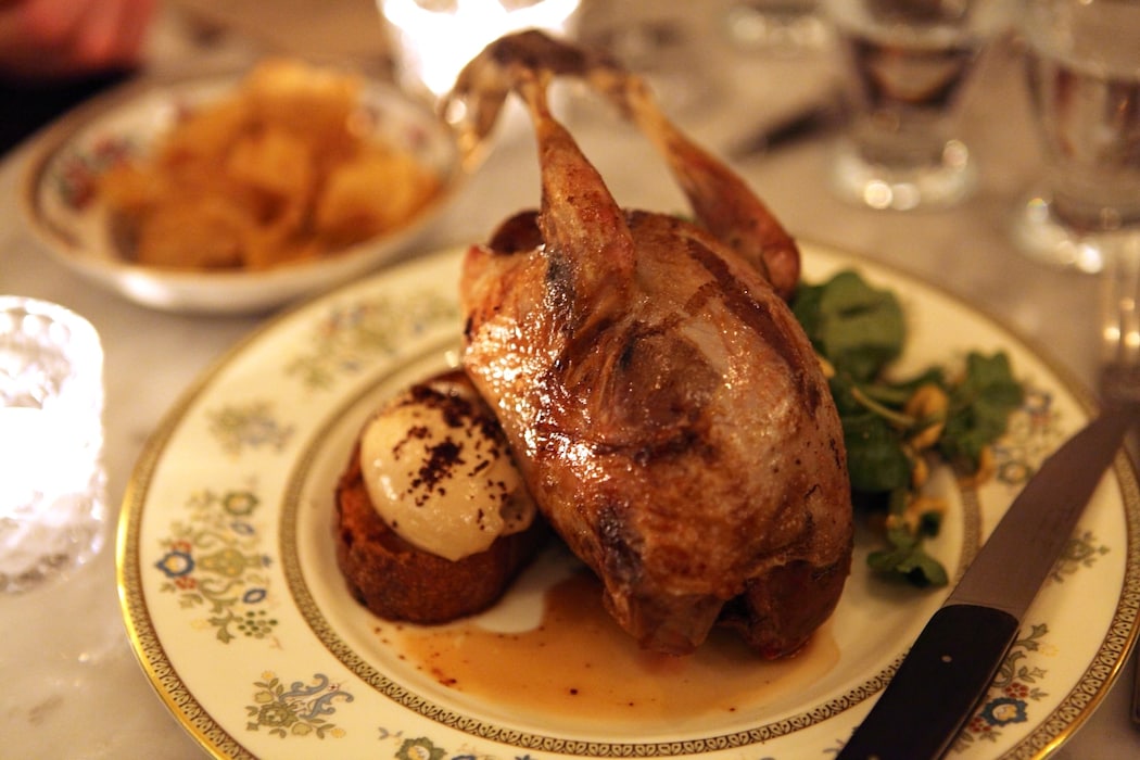 Grouse with watercress