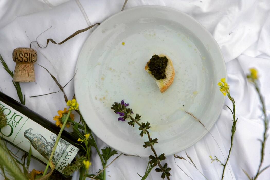 Black truffle and olive crostini