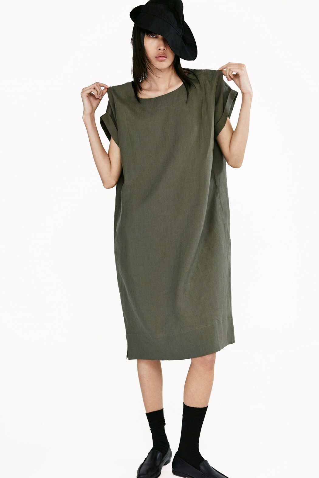open lace back dress Black Crane Pleated Cocoon Marine main image 0