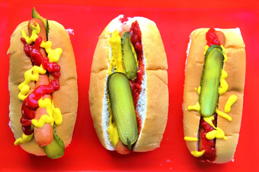 Classic American dog with lashings of French&#39;s mustard and H