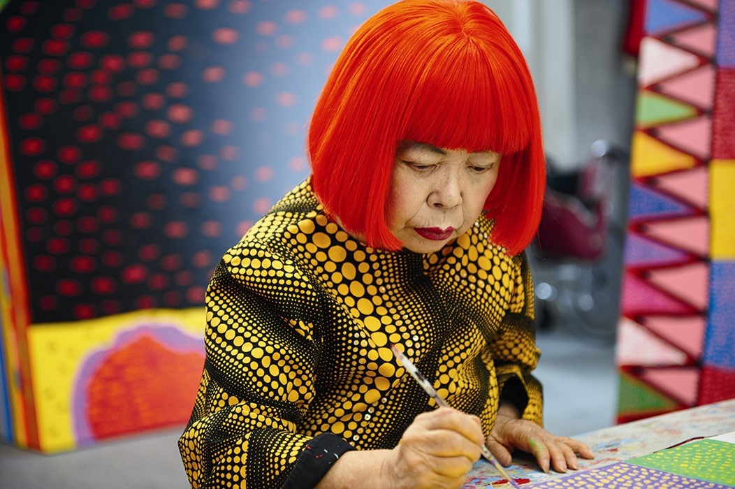 Yayoi Kusama in her studio