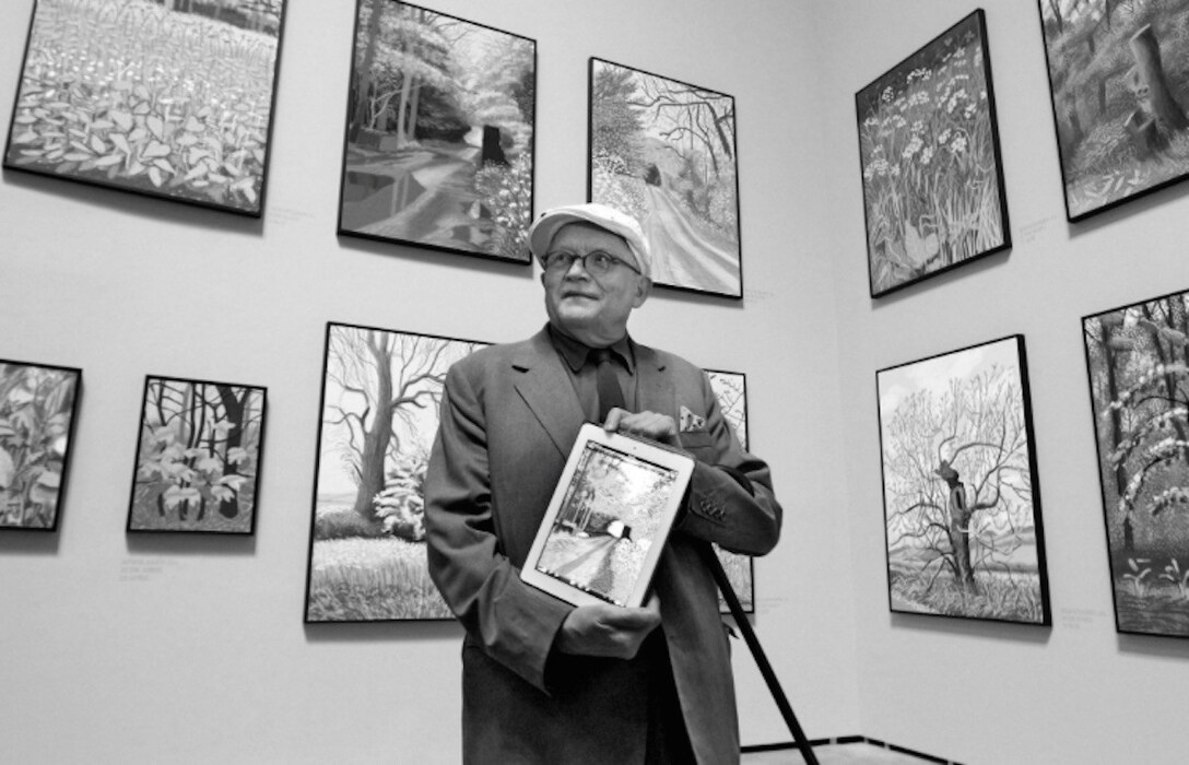 David Hockney with an iPad at a