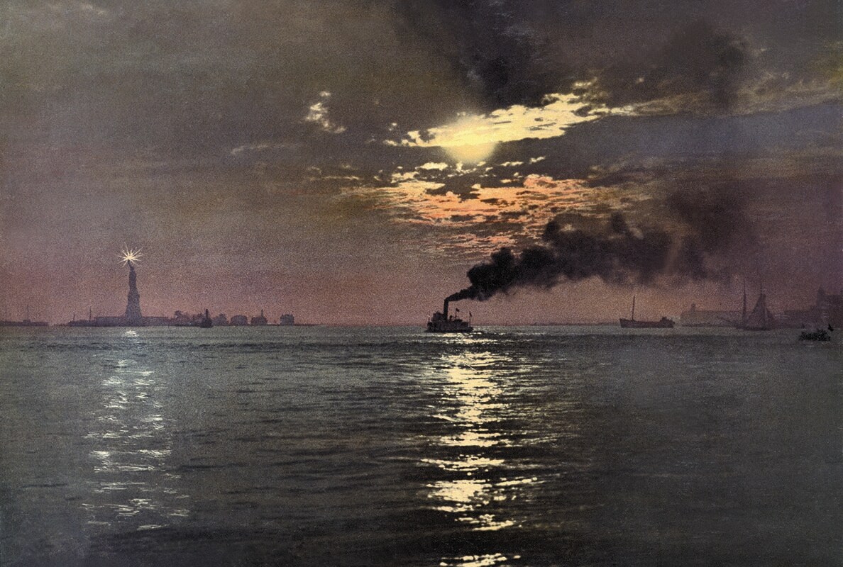 Sunset from the Battery, New York, photochrom by Anonymous