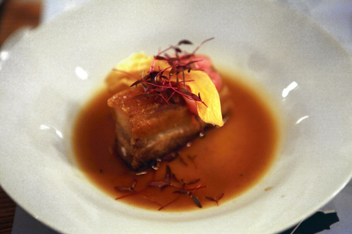 Roast belly of Tamworth pork