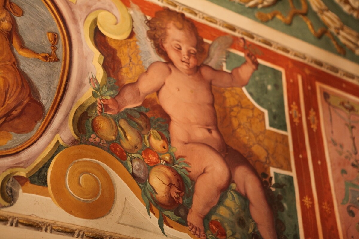 Renaissance frescoes inside Villa la Ferdinanda