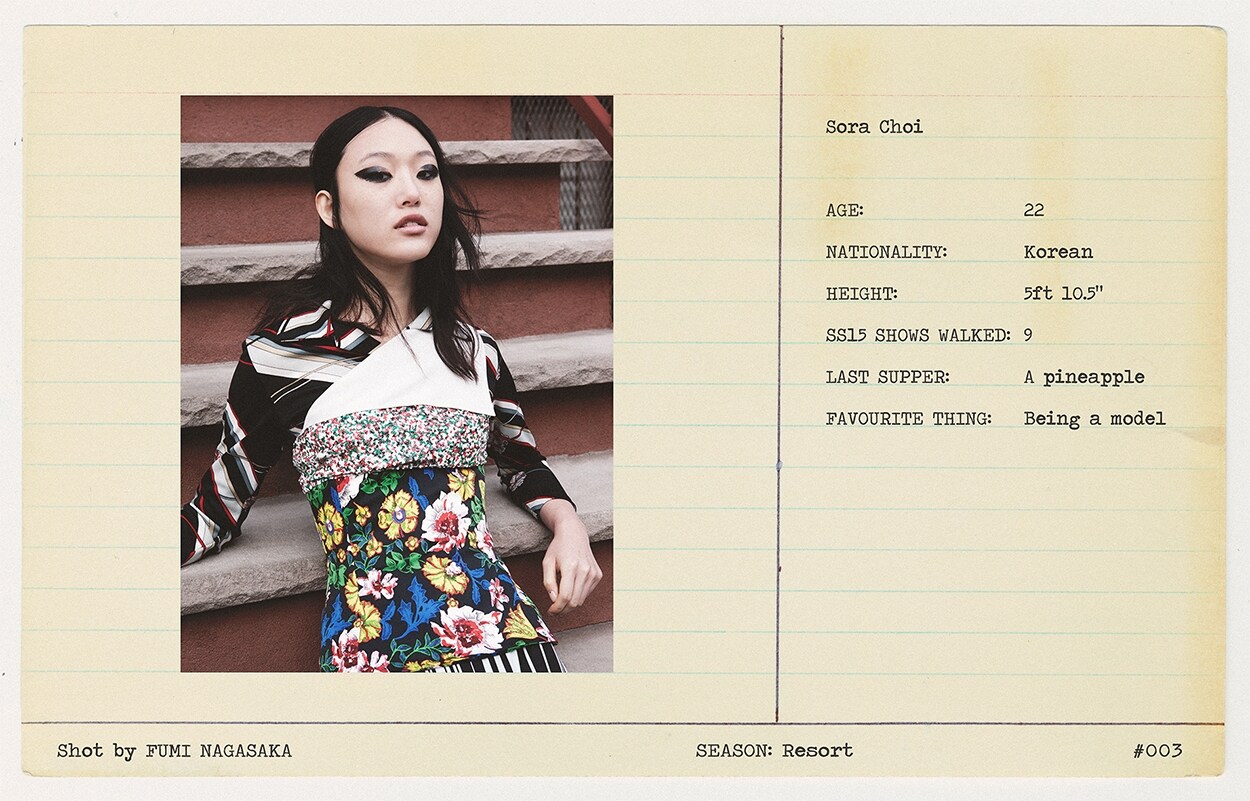 Sora Choi wears dress by Dior, shirt by Nifty Thrifty Vintag