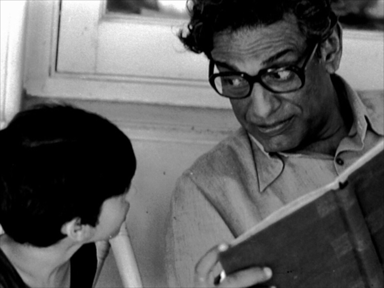 Satyajit Ray with actor Arjun Guha Thakurta on the set of Pi
