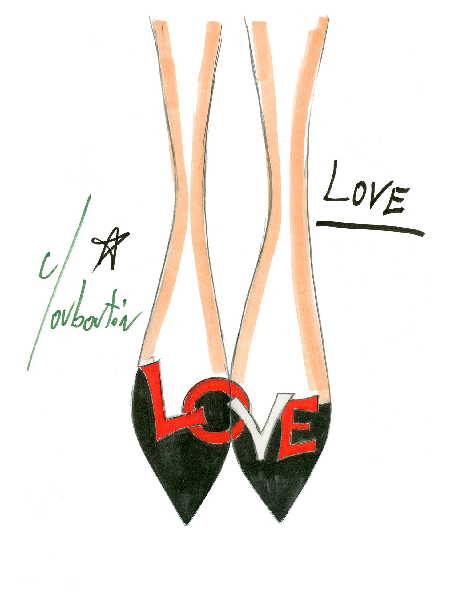 Sketch of the &#198; Love &#216; - ∏ Christian Louboutin