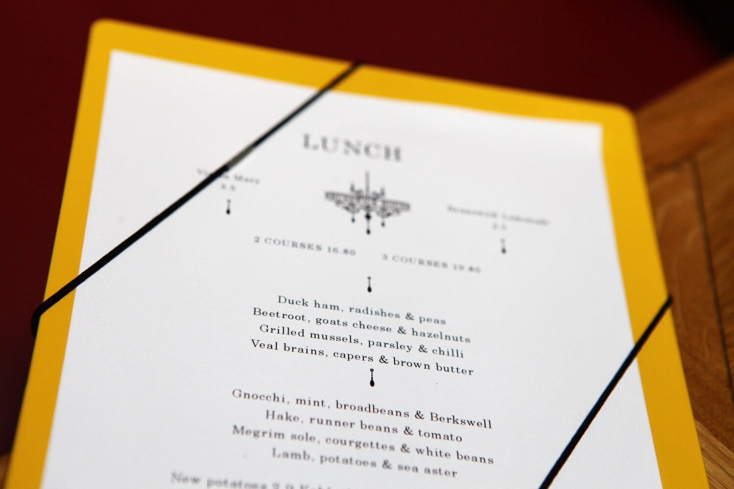 Menu at Brunswick House