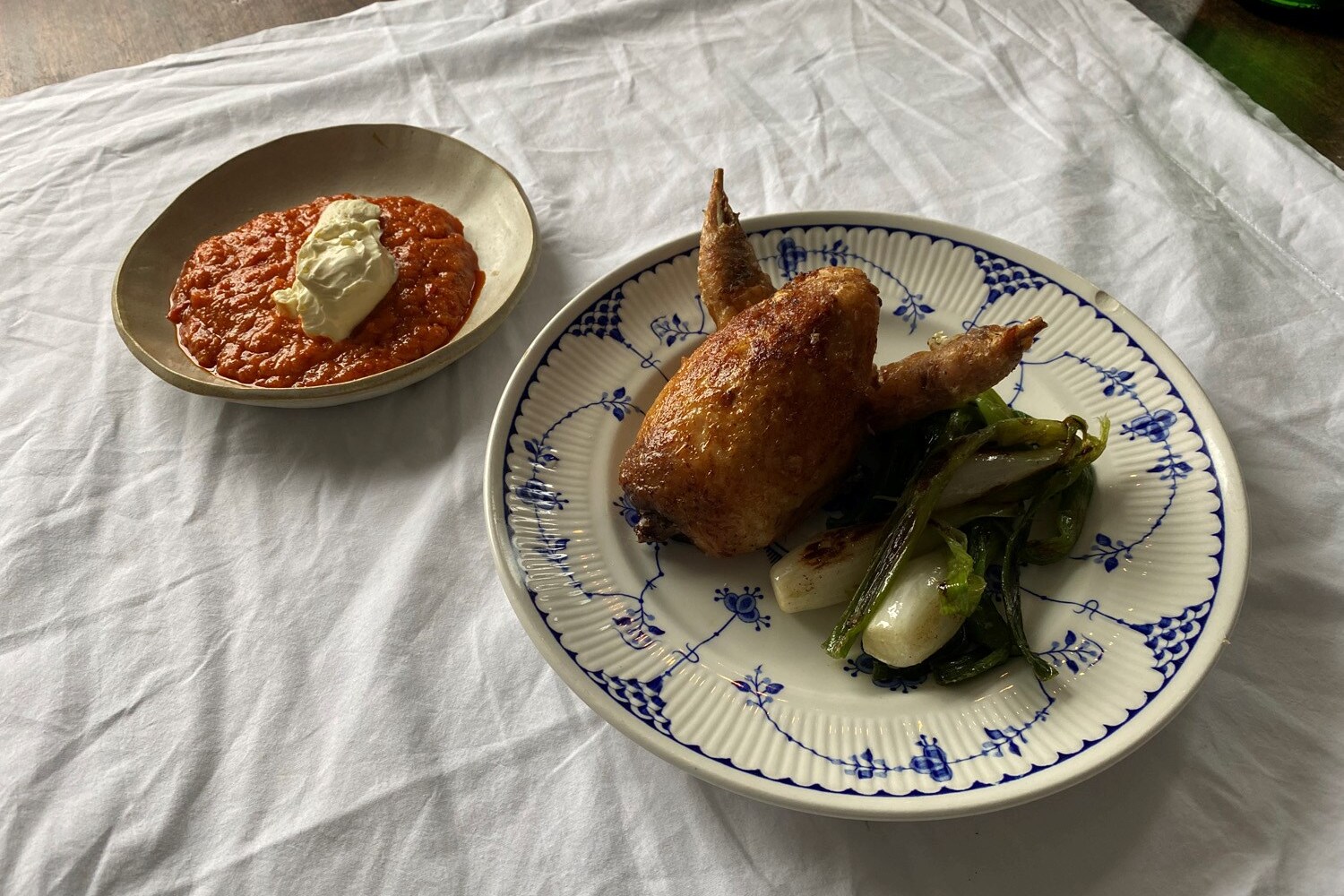 Max Rocha Recipe Quail Grilled Leeks Romesco