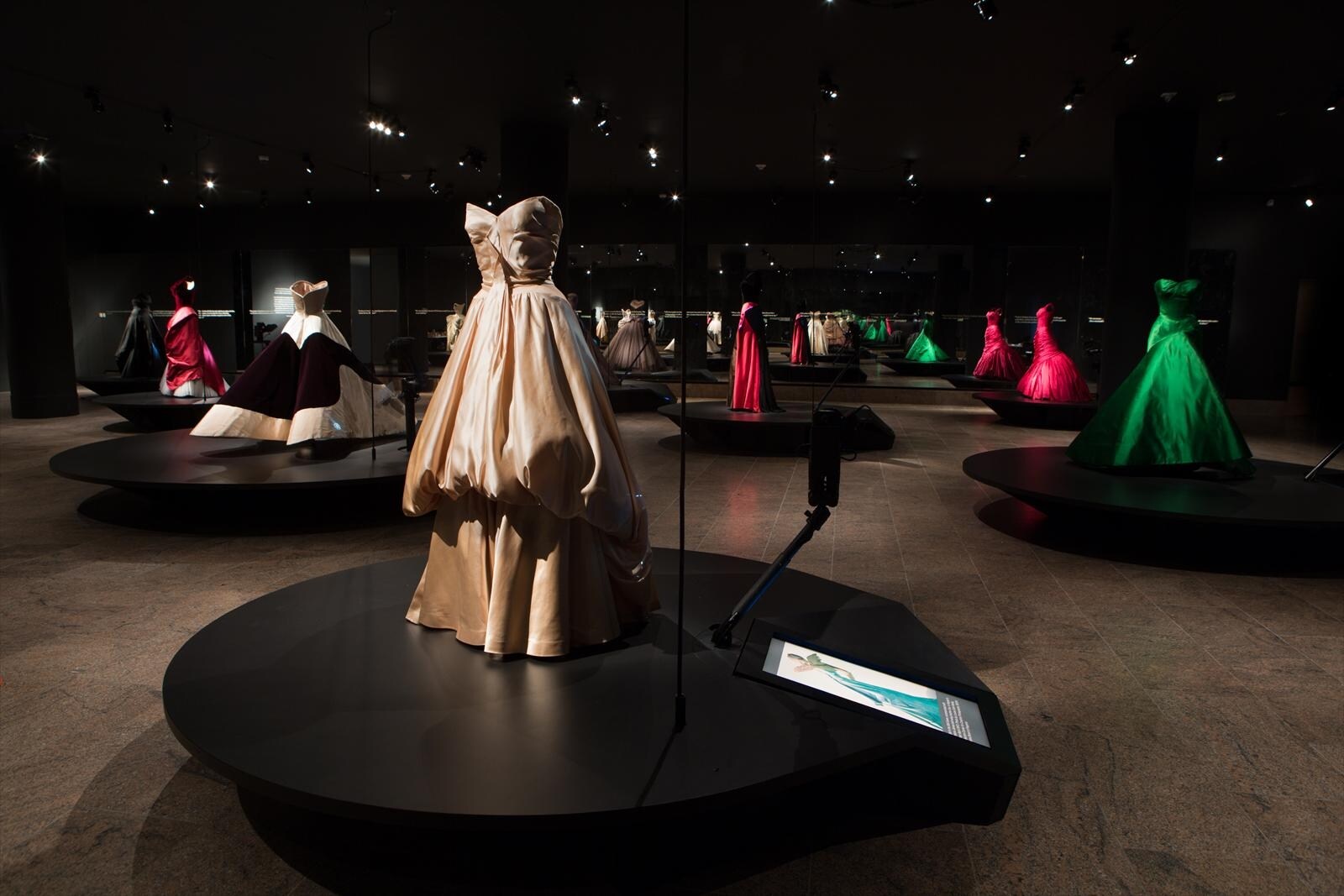 First floor gallery at the Charles James exhibit