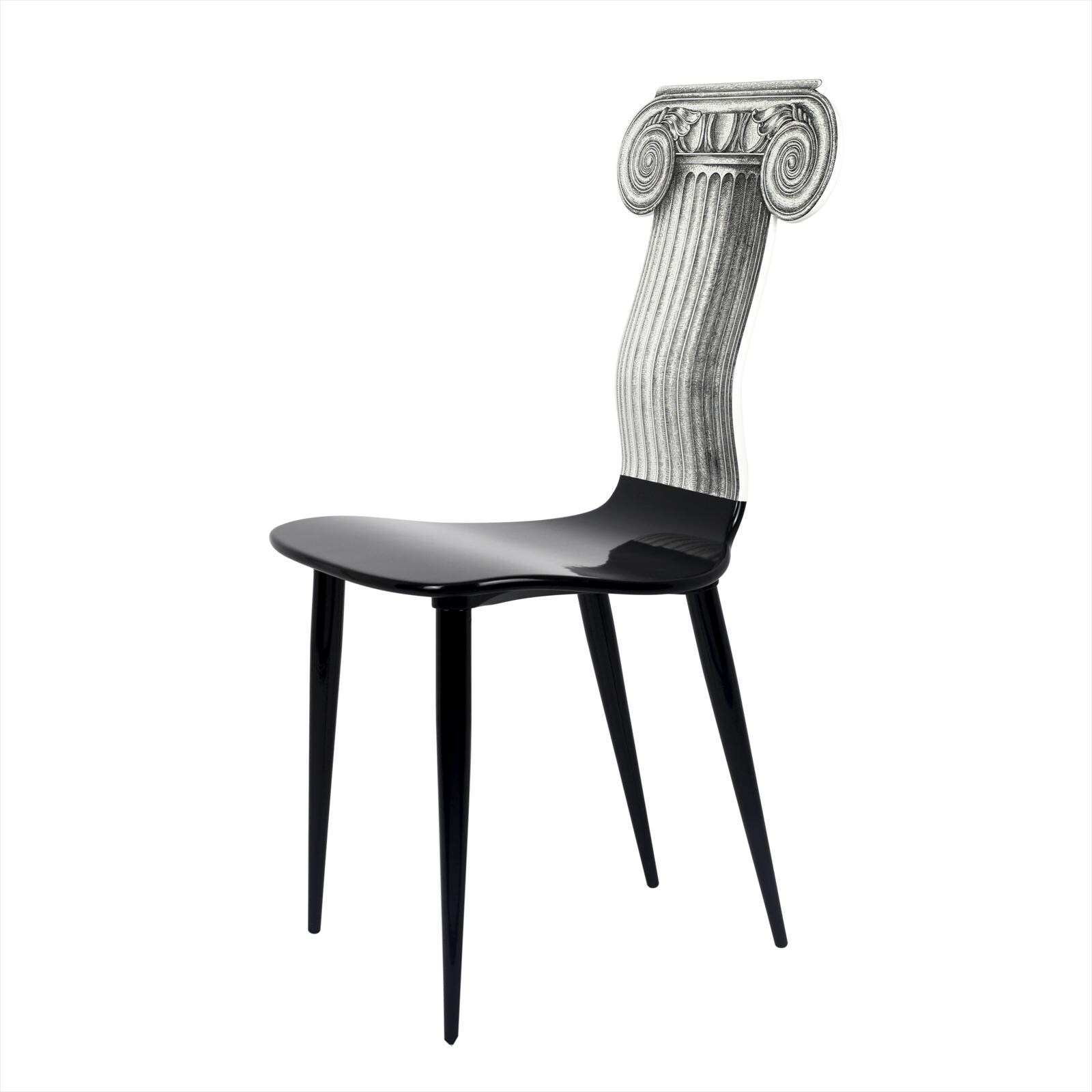 Chair in wood, hand painted and lacquered by Fornasetti