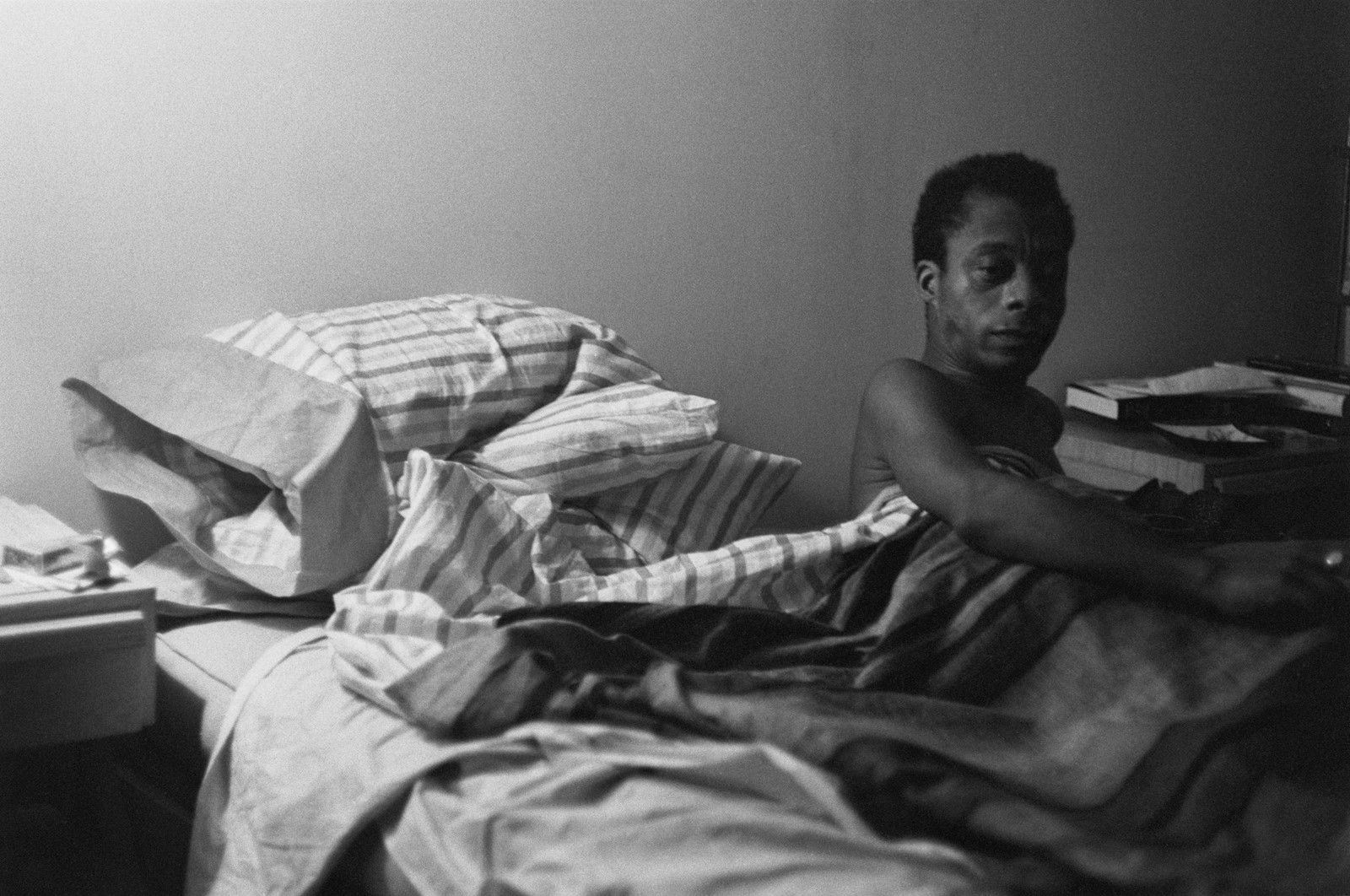 James Baldwin in bed, USA, October 1963