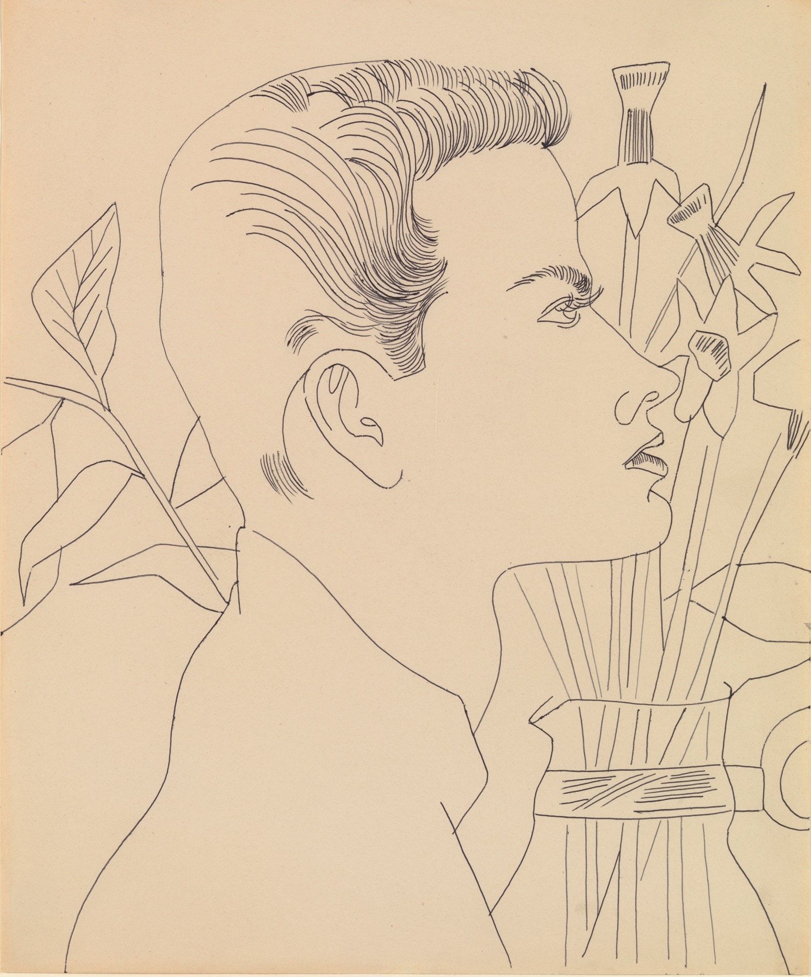 Andy Warhol Boy with Flowers