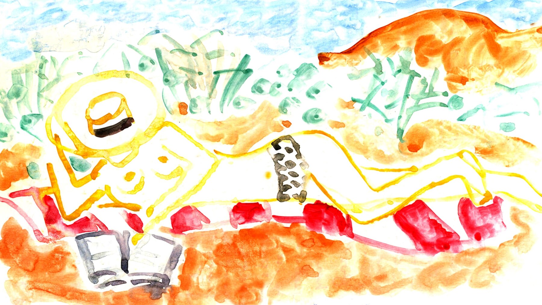 &#39;Woman-Reading-on-Beach&#39;-(BLUE)