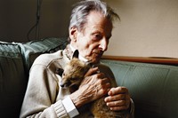 Lucian Freud and a fox cub in Another Magazine A/W05 