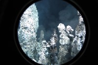 View of hydrothermal vent chimneys from the submer