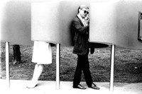 Andy Warhol on payphone at World&#39;s Fair, 1964