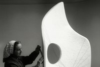 Barbara Hepworth working on Curved Form, Bryher II