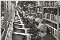 Samsung Electronics’ TV production line, 1970s. Co
