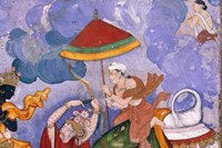 &#39;Krishna and Indra&#39;, about 1590, Lahore, watercolo