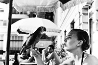 Shelagh-Wilson-with-parrot,-Copacobana,-1951-&#169;-Vic