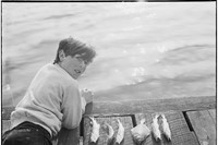 Boy with fish, Seacombe Docks, 1980