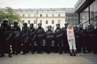 Pink Girl and Riot Cops - Vinca Petersen