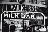 24 hour milk bar in Bear Street, just off Leicester Square, 