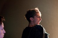 Yawning backstage at James Long, Photography by Thomas Giddi