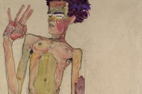 Egon Schiele, Kneeling Nude with Raised Hands (Self-Portrait