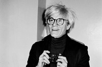 Andy Warhol with camera, New York 1985