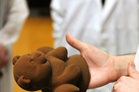 A chocolate bear in the making at the Pierre Marcolini facto