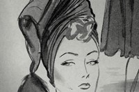 Draped turban finished with foxtail, 1942. Illustration by R