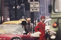 Anne St. Marie + Cruiser in Traffic, NY (Vogue), 1962