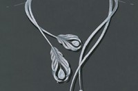 Drawing of the Plume necklace in 18k white gold, set with tw