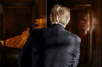 web President Donald Trump enters his private livi