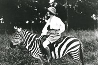 Osa Johnson riding a zebra