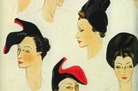 Illustration for hats by Elsa Schiaparelli