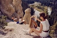 Art students painting hoodoos, 1957