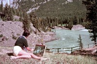 A Woman Paints Near the Bow River, 1953