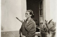 Frida Kahlo in her garden at Coyoac&#225;n, 1952