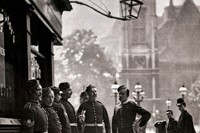 Recruiting sergeants outside the Mitre &amp; Dove, King Street, 