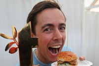 Pascal Aussignac with his award winning foie gras burger