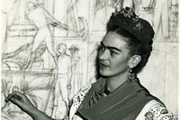 Frida Kahlo in the auditorium of San Francisco City College,