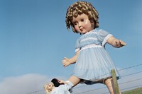 Giant doll kicks Lindsey Wixson, Eglingham Hall, Northumberl