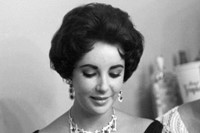 Elizabeth Taylor in a ruby and diamond necklace &amp; earrings